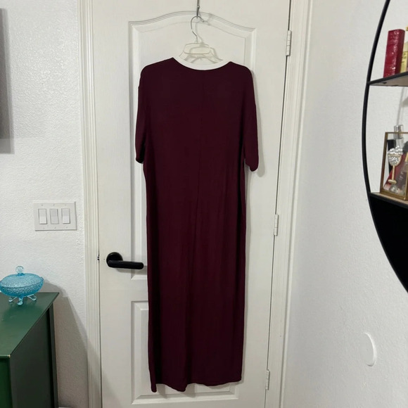 Skims Women's RINGER T-SHIRT LONG DRESS Pajama Short Sleeve Maxi Dress Size M - Picture 5 of 5